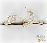 Двойное золотое кольцо с фианитами "Змея"