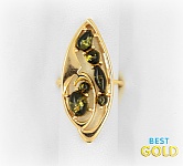 Серебряное кольцо с зеленым янтарем