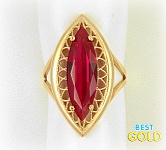 Золотой перстень с рубиновым фианитом