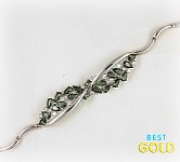 Серебряный браслет с зелеными камнями