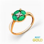 Золотое кольцо с зелеными агатами