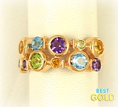 Золотое кольцо с миксом природных камней